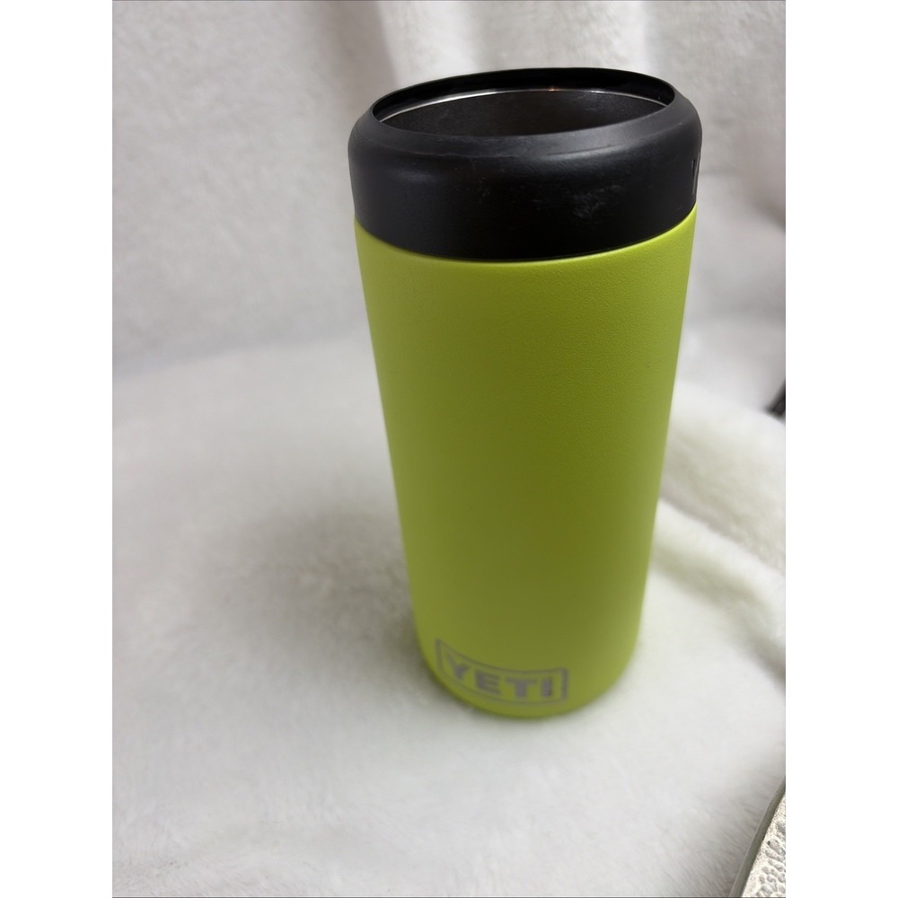Rare YETI Rambler 12oz Colster Slim Can Cooler Insulator Koozie Chartreuse EUC